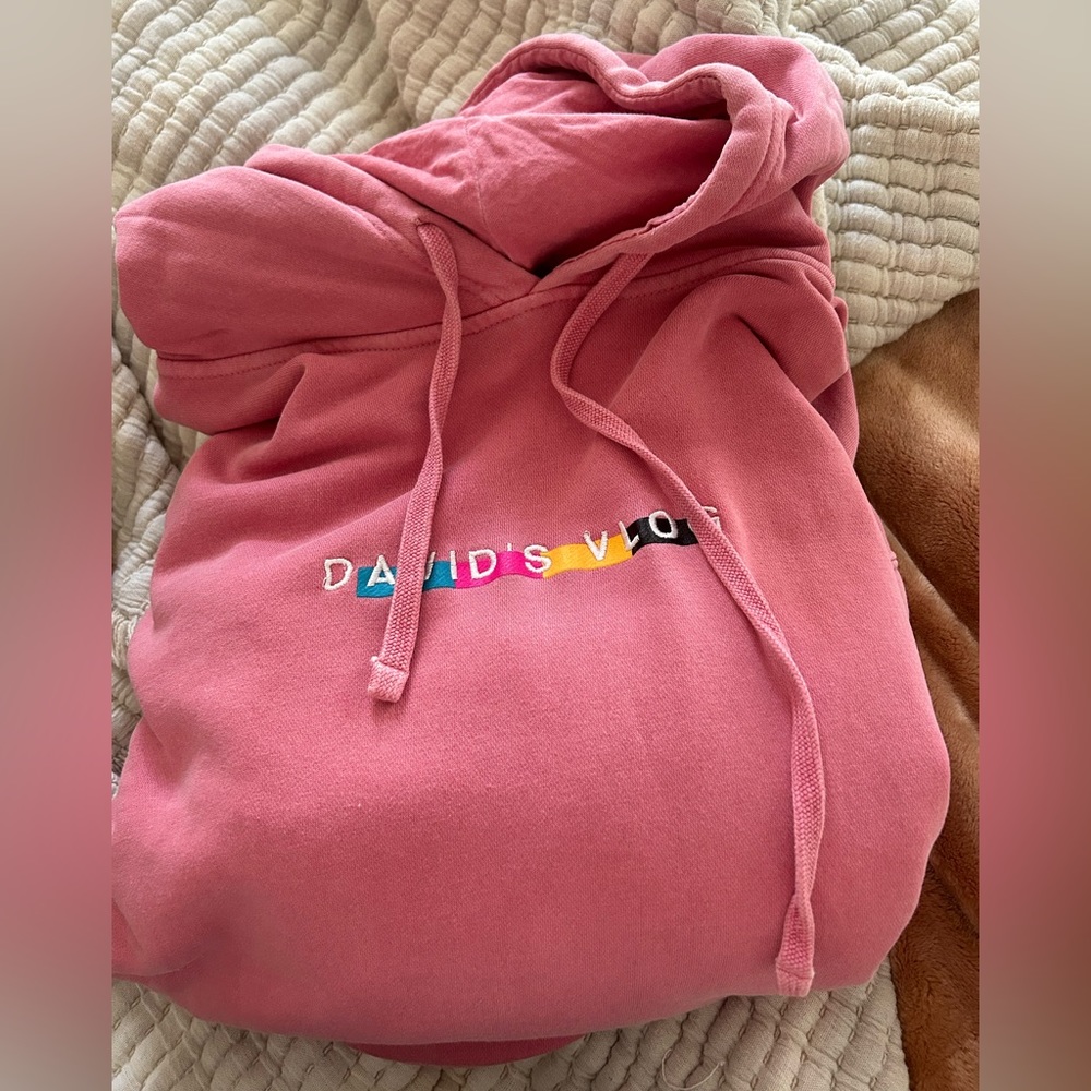 David Dobrik 2XL pink David’s vlog hoodie